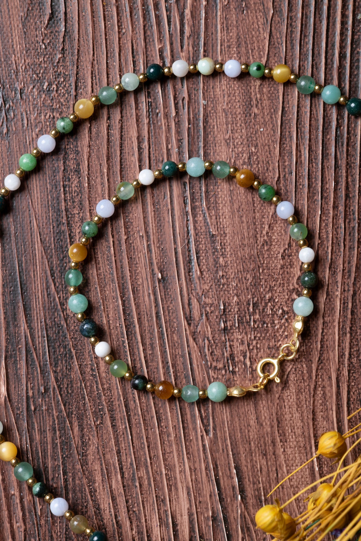 Image of Sertifikalı Doğal Taş Yengeç Burcu Kolye - Bileklik Seti