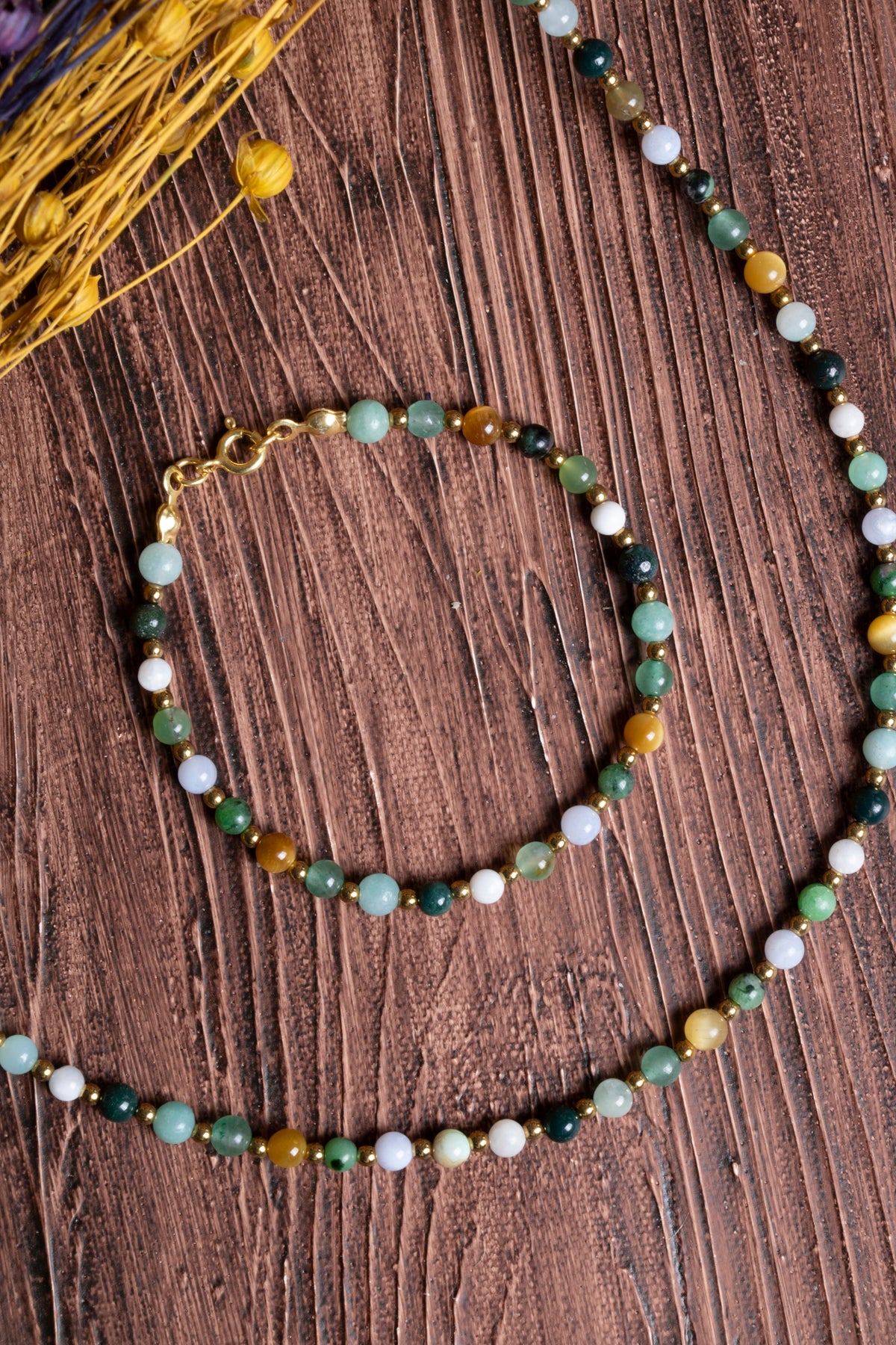 Image of Sertifikalı Doğal Taş Yengeç Burcu Kolye - Bileklik Seti