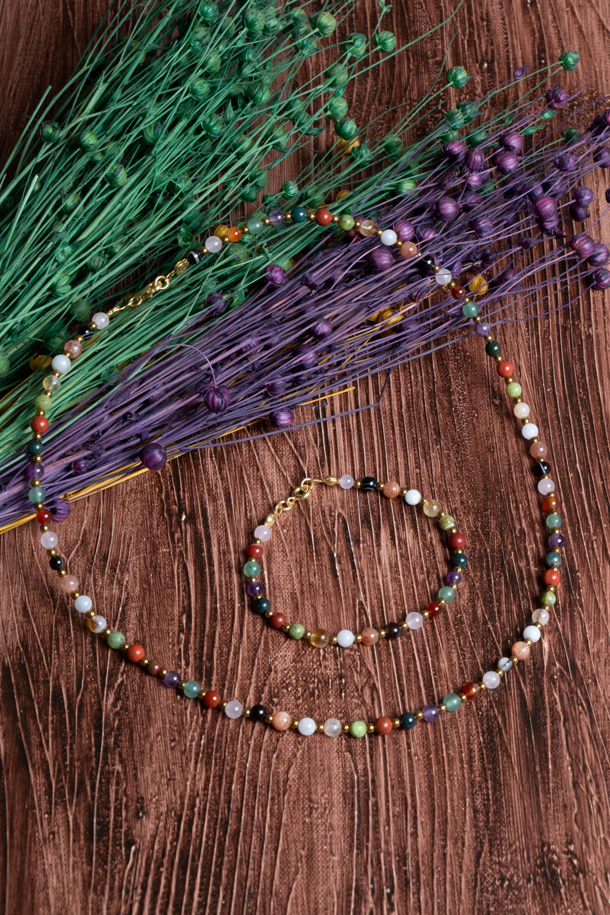 Image of Sertifikalı Doğal Taş Koç Burcu Kolye - Bileklik Seti