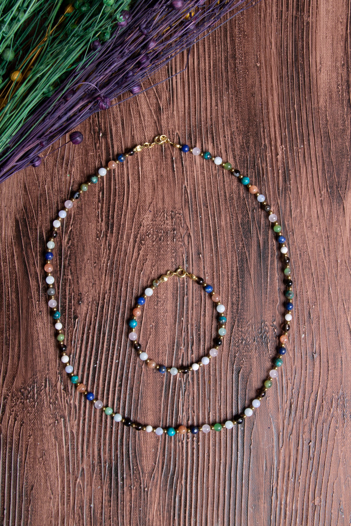 Image of Sertifikalı Doğal Taş Terazi Burcu Kolye - Bileklik Seti