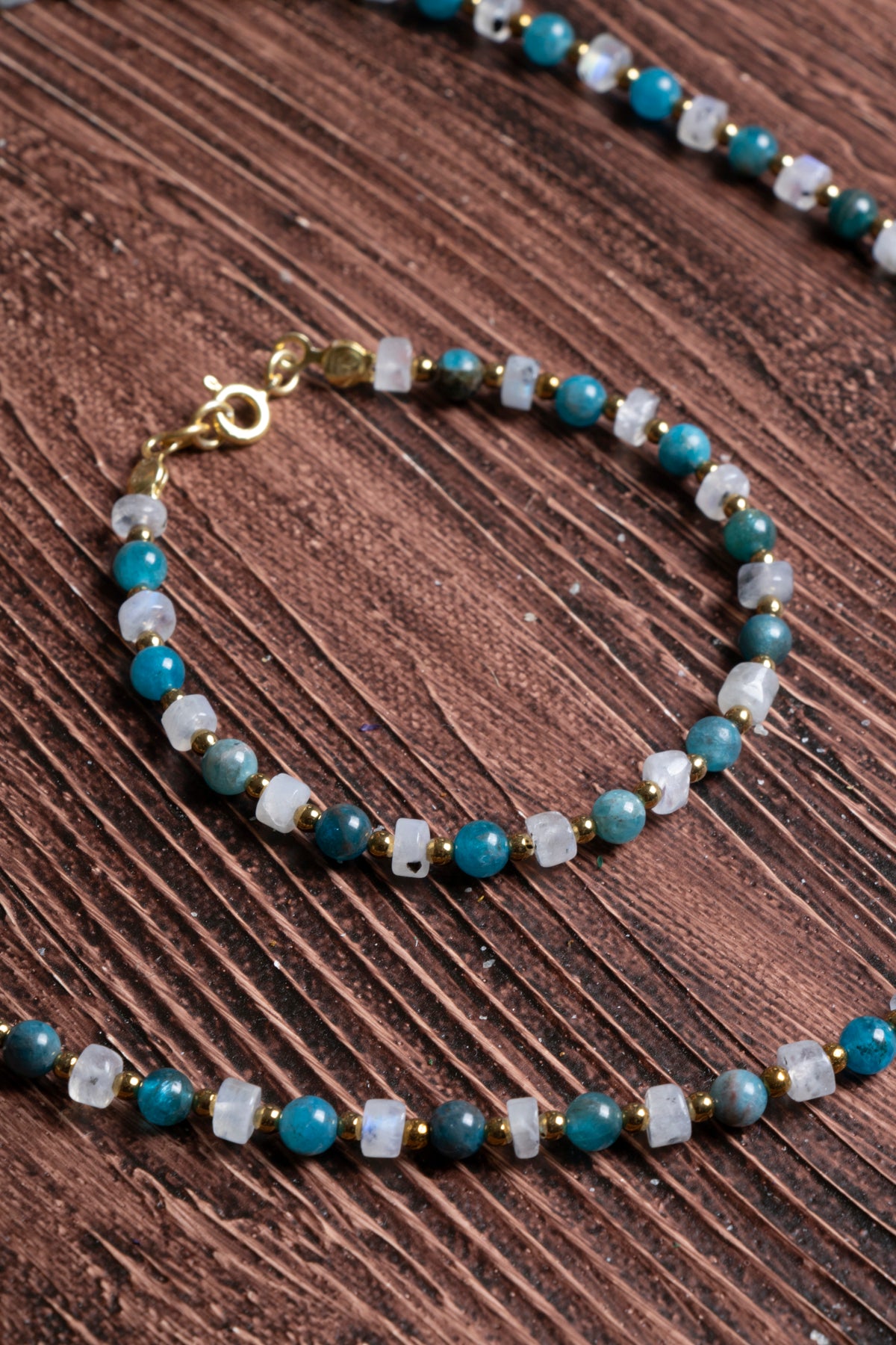 Image of Sertifikalı Ay Taşı, Apatit Doğal Taş Mistik İlham Kolye - Bileklik Seti