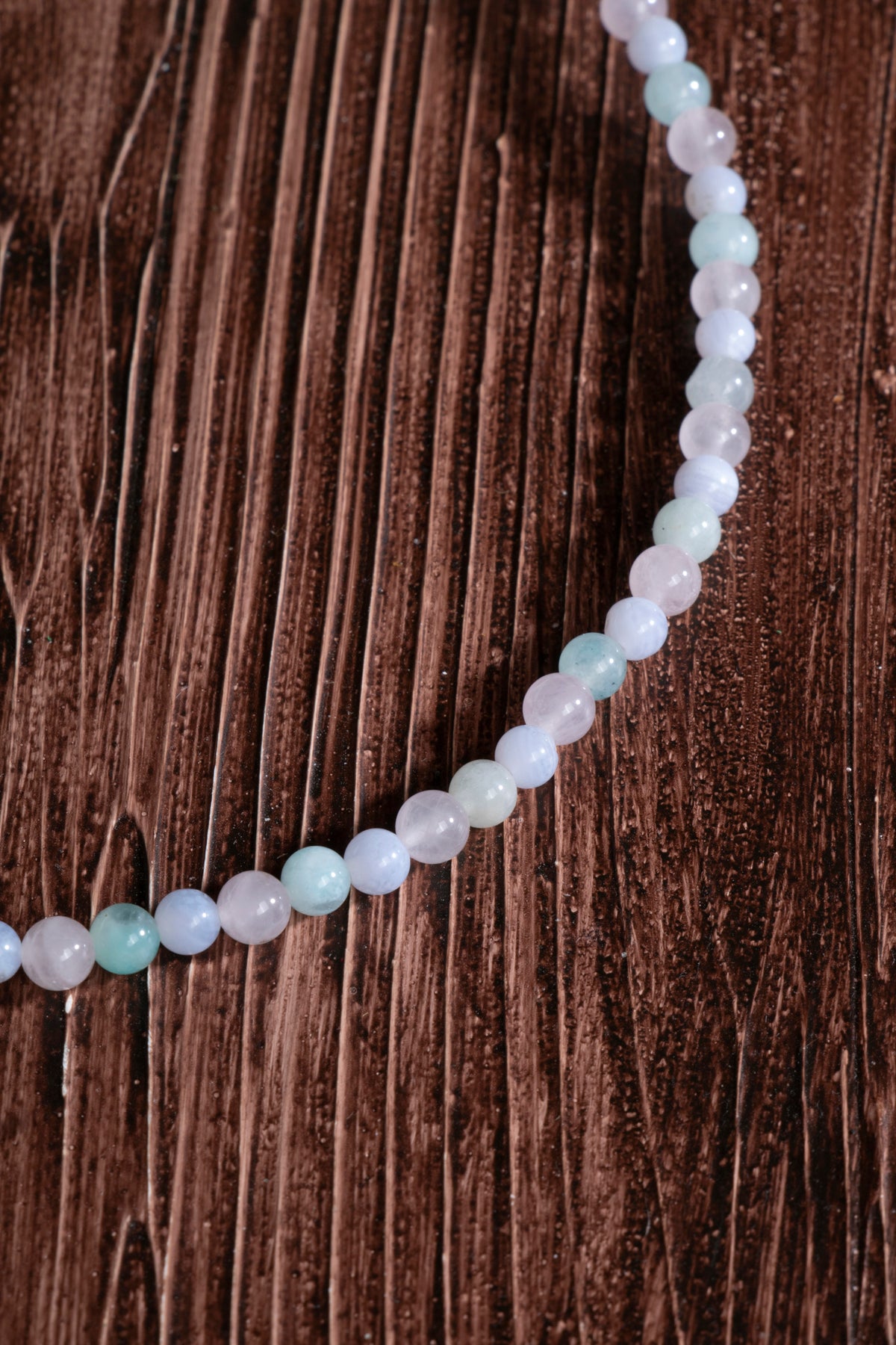 Image of Sertifikalı Pembe Kuvars Akuamarin Amazonit Doğal Taş Kolye